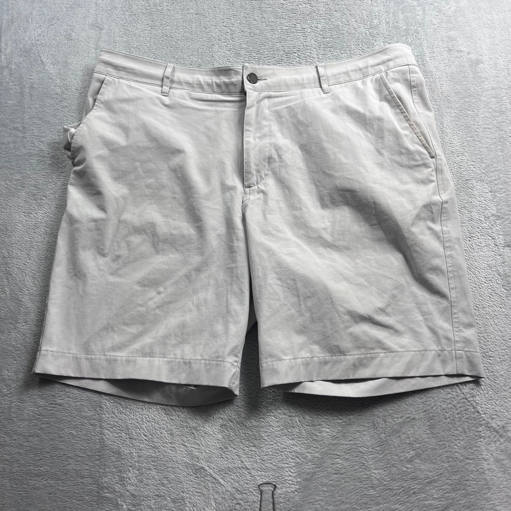 Faherty All Day Shorts Mens 38 Light Gray Hybrid Stretch Chino Flat Front